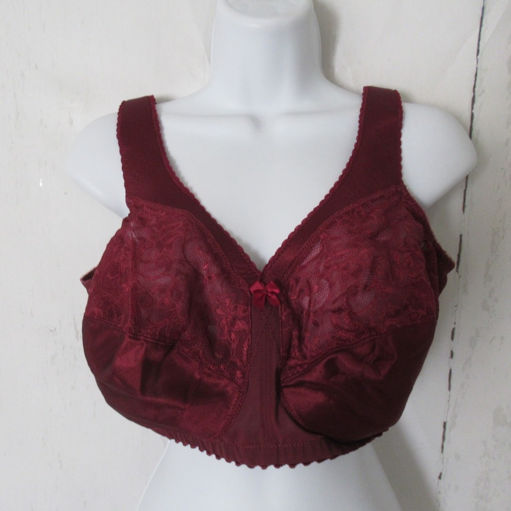 Glamorise Bra 38H Burgundy Magiclift Original Support Wire Free Wireless 1000